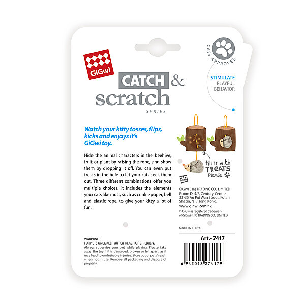 7417 Catch&Scratch Kirpi + Kütük Kedi Oyuncağı - 6