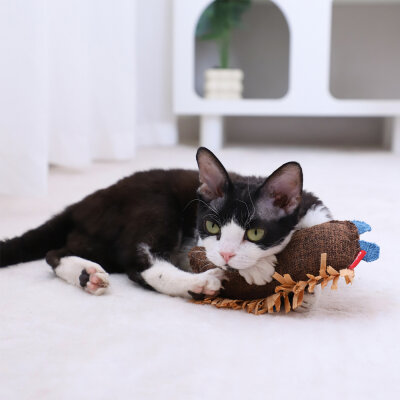 7498 Vahşi İzci Kirpi – Rafya Kurdeleli Kedi Oyuncağı - 3