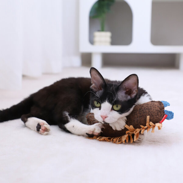 7498 Vahşi İzci Kirpi – Rafya Kurdeleli Kedi Oyuncağı - 3