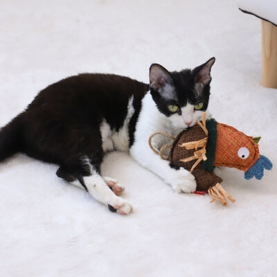 7499 Vahşi İzci Tavuk – Rafya Kurdeleli Kedi Oyuncağı - 4