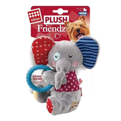 GiGwi - 8564 Plush Friendz Sesli Fil Peluş Çiğneme Halkalı Köpek Oyuncağı