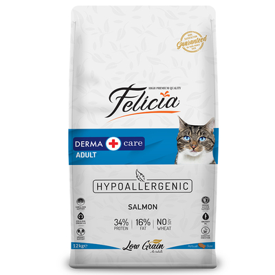 Felicia - Felicia 12 Kg Yetişkin Somonlu Az Tahıllı HypoAllergenic Kedi Maması