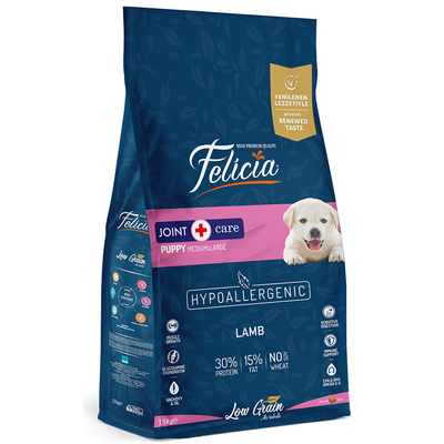 Felicia - Felicia 15 Kg Yavru Kuzulu M/Large Az Tahıllı Breed HypoAllergenic Köpek Maması