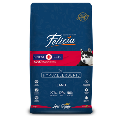 Felicia - Felicia Az Tahıllı 15 Kg Yetişkin Kuzulu M/Large Breed HypoAllergenic Köpek Maması