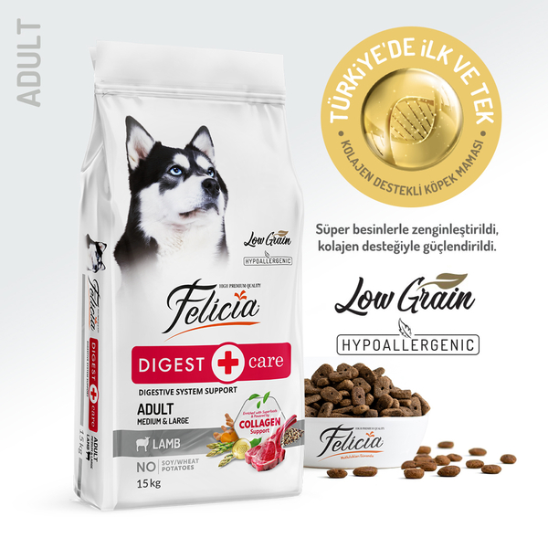 Felicia 15 Kg Kolajenli Kuzulu Az Tahıllı M/Large Yetişkin Köpek Maması Breed HypoAllergenic Köpek Maması - 1