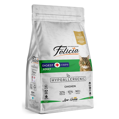 Felicia - Felicia 2 Kg Yetişkin Tavuklu Az Tahıllı HypoAllergenic Kedi Maması