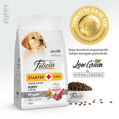 Felicia - Felicia 3 Kg Kolajenli Kuzulu Az Tahıllı Flexi Size Yavru Köpek Maması HypoAllergenic Köpek Maması