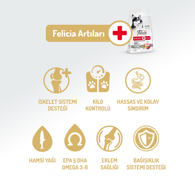 Felicia 3 Kg Kolajenli Kuzulu Az Tahıllı M/Large Yetişkin Köpek Maması Breed HypoAllergenic Köpek Maması - 2
