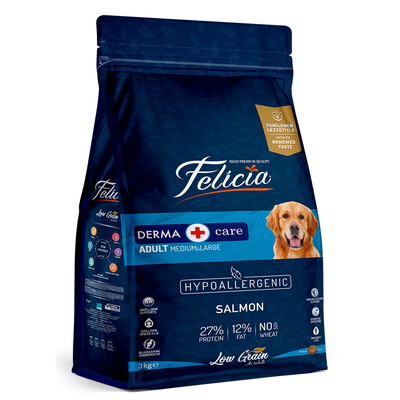 Felicia - Felicia 3 Kg Yetişkin Somonlu M/Large Az Tahıllı Breed HypoAllergenic Köpek Maması