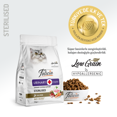 Felicia 5 Kg Kolajenli Somonlu Az Tahıllı Kısırlaştırılmış Kedi Maması HypoAllergenic Kedi Maması - Felicia