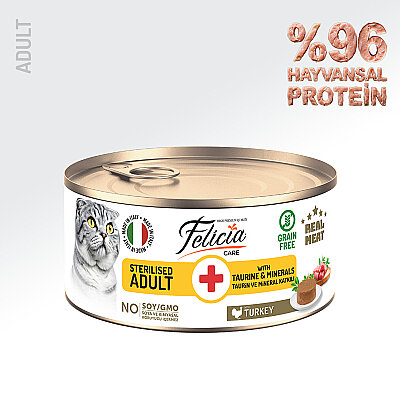 Felicia 85 Gr Hindili Ezme Kısırlaştırılmış Kedi Konserve Maması 24 Adet - Felicia