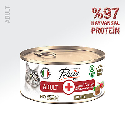 Felicia 85 gr Sığır Etli Ezme Yetişkin Kedi Konserve Maması 24 Adet - Felicia