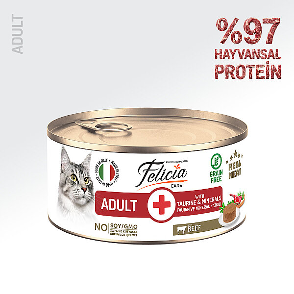 Felicia 85 gr Sığır Etli Ezme Yetişkin Kedi Konserve Maması 24 Adet - 1