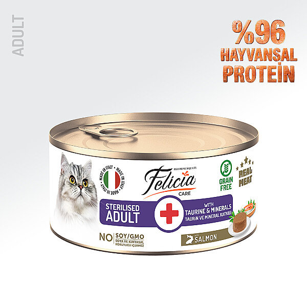 Felicia 85 gr Somonlu Ezme Kısırlaştırılmış Kedi Konserve Maması 24 Adet - 1