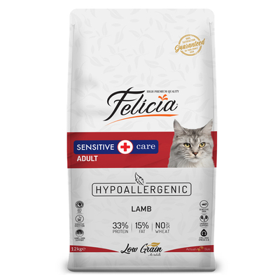 Felicia - Felicia 12 Kg Yetişkin Kuzu Etli Az Tahıllı HypoAllergenic Kedi Maması