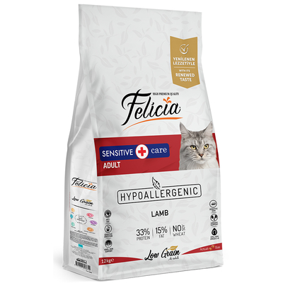 Felicia - Felicia 12 Kg Yetişkin Kuzu Etli Az Tahıllı HypoAllergenic Kedi Maması