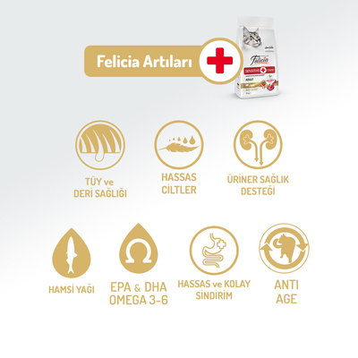 Felicia 12 Kg Kolajenli Kuzulu Az Tahıllı Yetişkin Kedi Maması HypoAllergenic Kedi Maması - 2