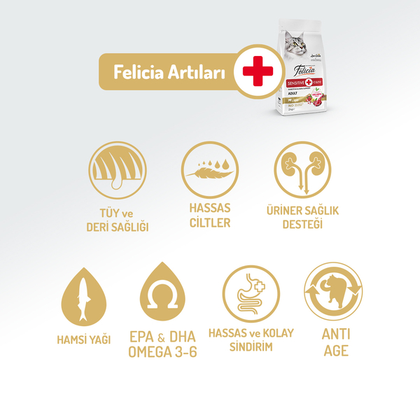 Felicia 12 Kg Kolajenli Kuzulu Az Tahıllı Yetişkin Kedi Maması HypoAllergenic Kedi Maması - 2