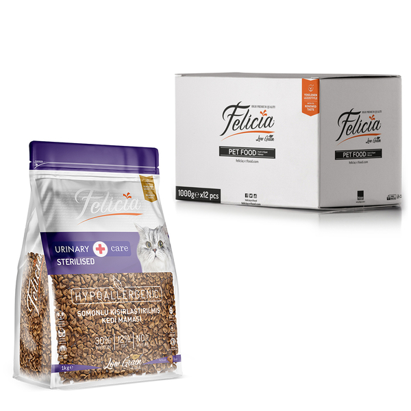 Felicia 12x1 Kg Somonlu Az Tahıllı Kısırlaştırılmış Kedi Maması HypoAllergenic Kedi Maması - 1