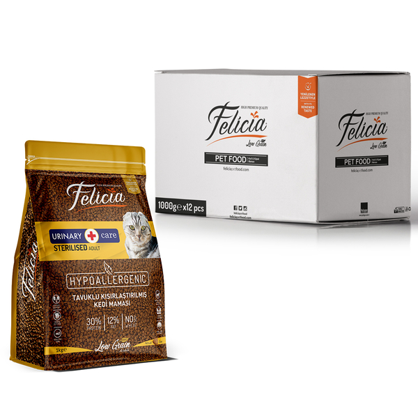 Felicia Az Tahıllı 12 X 1 Kg Sterilised Tavuklu HypoAllergenic Kedi Maması