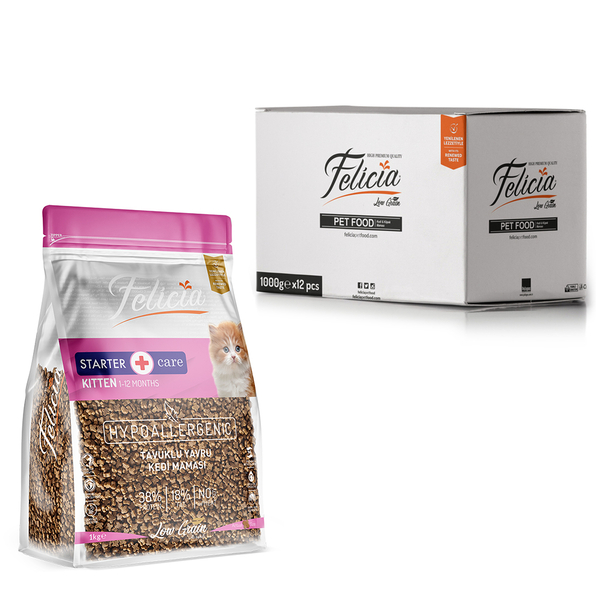 Felicia 12x1 Kg Tavuklu Az Tahıllı Yavru Kedi Maması HypoAllergenic Kedi Maması - 1