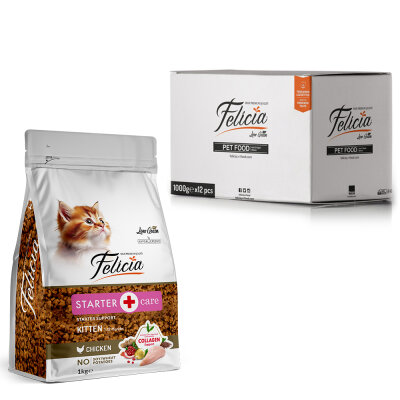 Felicia 12x1 Kg Tavuklu Az Tahıllı Yavru Kedi Maması HypoAllergenic Kedi Maması - Felicia