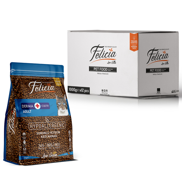 Felicia 12x1 Kg Somonlu Az Tahıllı Yetişkin Kedi Maması HypoAllergenic Kedi Maması