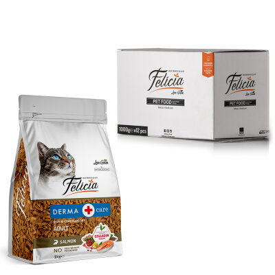 Felicia 12x1 Kg Kolajenli Somonlu Az Tahıllı Yetişkin Kedi Maması HypoAllergenic Kedi Maması - Felicia