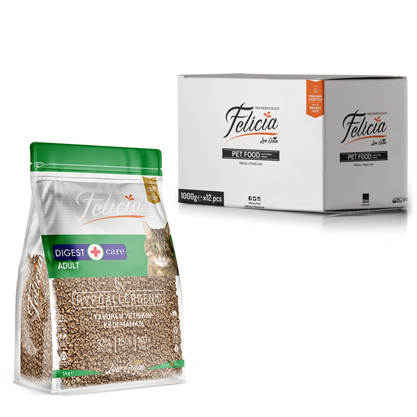 Felicia 12x1 Kg Tavuklu Az Tahıllı Yetişkin Kedi Maması HypoAllergenic Kedi Maması - 1