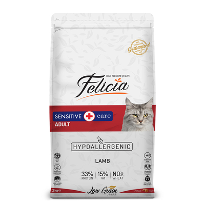 Felicia - Felicia 2 Kg Yetişkin Kuzu Etli Az Tahıllı HypoAllergenic Kedi Maması