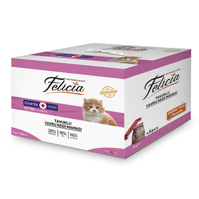 Felicia Az Tahıllı 5 x 1 Kg Yavru Tavuklu HypoAllergenic Kedi Maması - Thumbnail