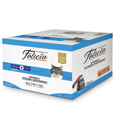 Felicia - Felicia Az Tahıllı 5 x 1 Kg Yetişkin Somonlu HypoAllergenic Kedi Maması