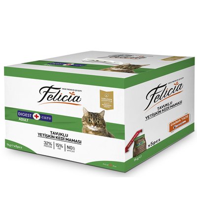 Felicia - Felicia Az Tahıllı 5 x 1 Kg Yetişkin Tavuklu HypoAllergenic Kedi Maması