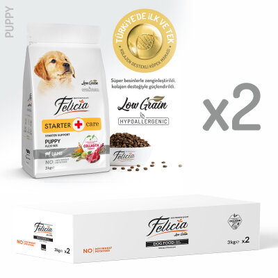 Felicia 6 Kg (2x3 Kg) Kolajenli Kuzulu Az Tahıllı Flexi Size Yavru Köpek Maması HypoAllergenic Köpek Maması - Felicia