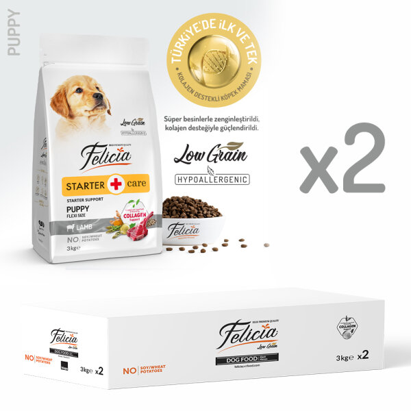 Felicia 6 Kg (2x3 Kg) Kolajenli Kuzulu Az Tahıllı Flexi Size Yavru Köpek Maması HypoAllergenic Köpek Maması - 1