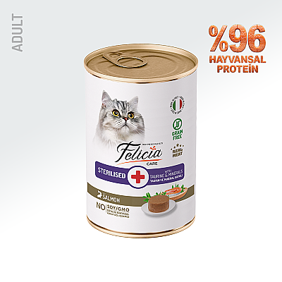 Felicia Kısır Tahılsız Somonlu Kedi Konserve 400g - 12 Adet - Felicia