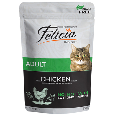 Felicia - Felicia Tahılsız 85 gr Yetişkin Tavuklu Yaş Kedi Maması 12 Adet