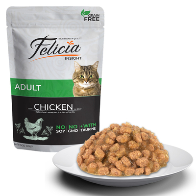 Felicia Tahılsız 85 gr Pouch Yetişkin Tavuklu Yaş Kedi Maması 12 Adet - Felicia