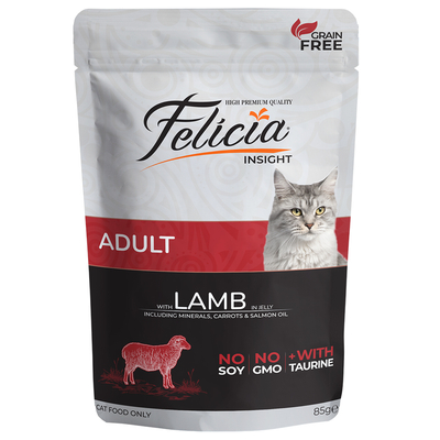Felicia - Felicia Tahılsız 85 gr Yetişkin Kuzu Etli Yaş Kedi Maması 12 Adet