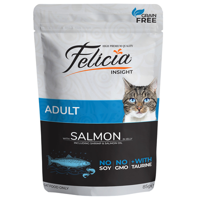 Felicia - Felicia Tahılsız 85 gr Yetişkin Somonlu Yaş Kedi Maması 12 Adet