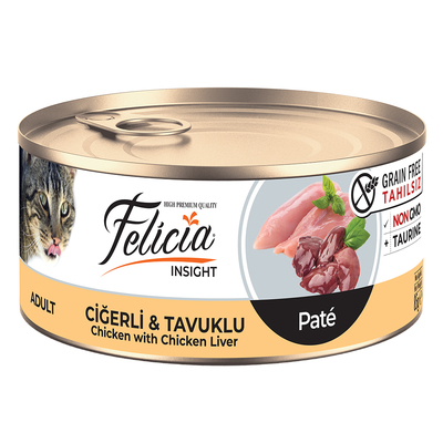Felicia - Felicia Tahılsız 85 gr Konserve Ciğerli-Tavuklu Kıyılmış Kedi Maması 24 Adet