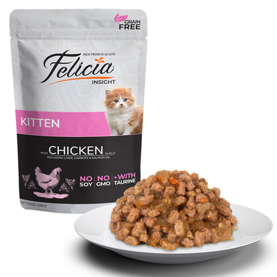 Felicia Tahılsız 85 gr Pouch Yavru Tavuklu Yaş Kedi Maması 12 Adet - Felicia