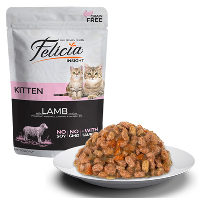 Felicia Tahılsız 85 gr Pouch Yavru Kuzu Etli Yaş Kedi Maması 12 Adet - Felicia