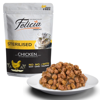 Felicia Tahılsız 85 gr Pouch Sterilised Tavuklu Yaş Kedi Maması 12 Adet - Felicia