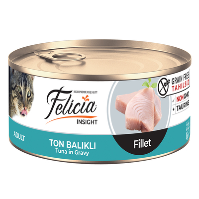 Felicia - Felicia Tahılsız 85 gr Konserve Ton Balıklı Fileto Yaş Kedi Maması 24 Adet