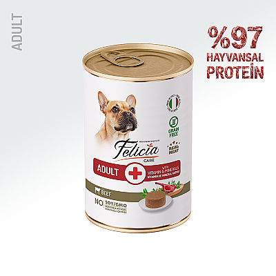 Felicia Yetişkin Tahılsız Biftekli Köpek Konserve 400g - 12 Adet - Felicia