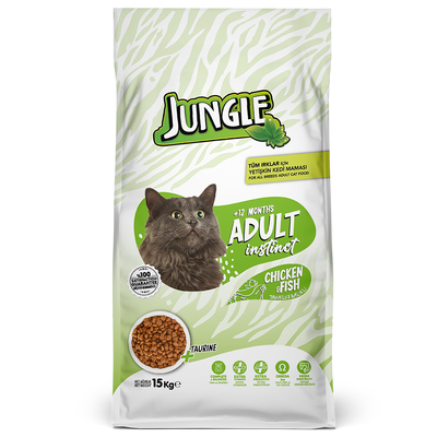 Jungle - Jungle 15 kg Yetiş.Kedi Mama.Tavuk-Balıklı.