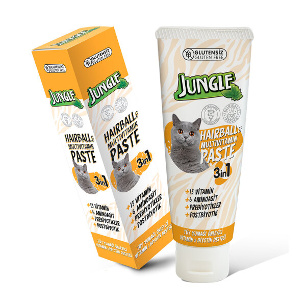 Jungle Cat Anti-Hairball & Multivitamin Kedi Macunu 75 ml - 6 Adet - 1