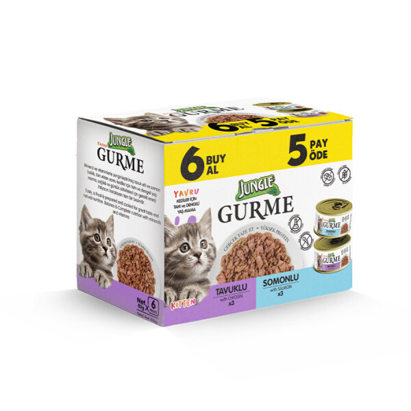 Jungle Gurme 85g Yavru Somon-Tavuk 6 al 5 öde - 1