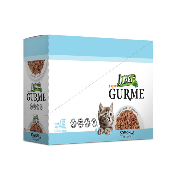Jungle Gurme 85 g Yavru Somonlu Kedi Konservesi 12 Adet - 2